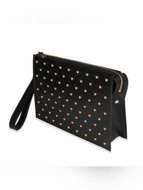 VERSACE Black Leather Mini Medusa Clutch w/ wristlet strap